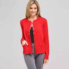 Rib Trim Cardigan, Firecracker, small