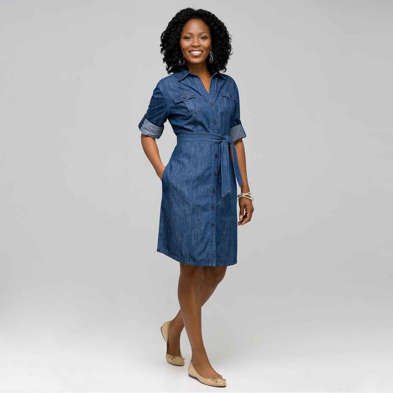 Belted Shirt Dress, , large